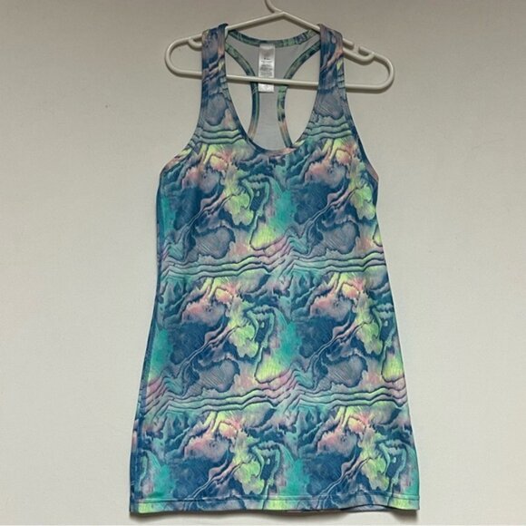 Ivivva Multi Colored Watercolor Racerback Athletic Tank Top - Picture 1 of 10